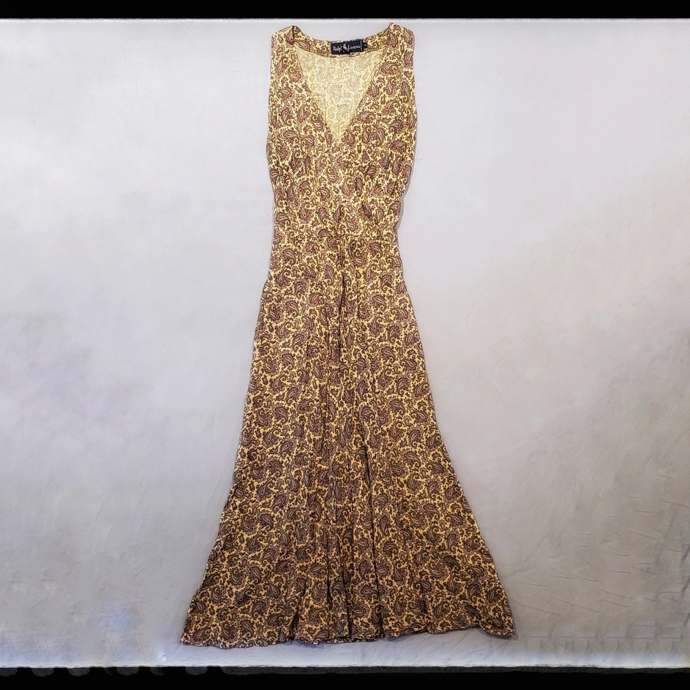 $498 Ralph Lauren Beautiful Paisley V-Neck Dress